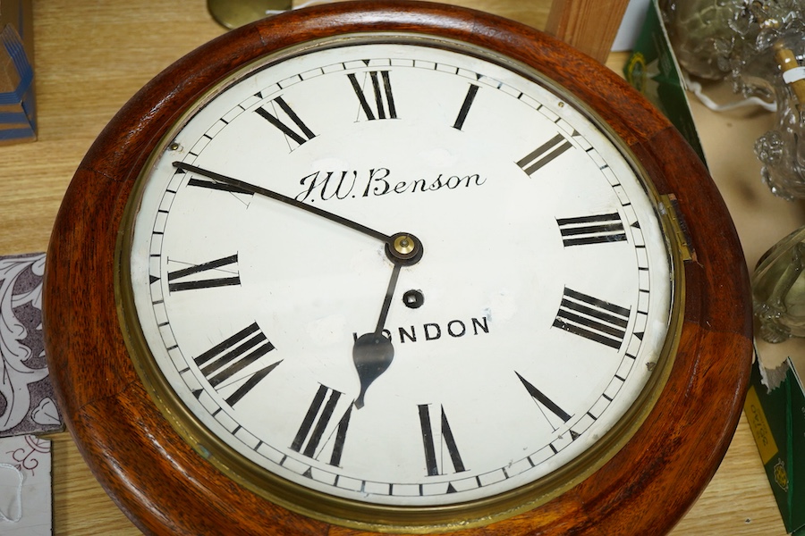 A late 19th century fusee wall clock, J. W. Benson